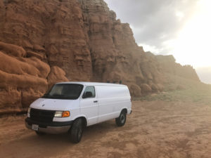 staying at goblin valley state park with a camper van